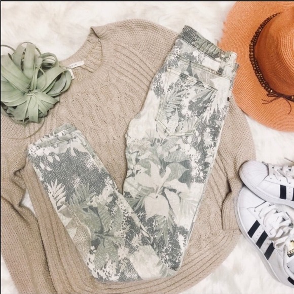 CURRENT/ELLIOTT Vintage Safari Cream Tan Printed Low Rise Ankle Skinny Jeans 25 - Picture 3 of 8